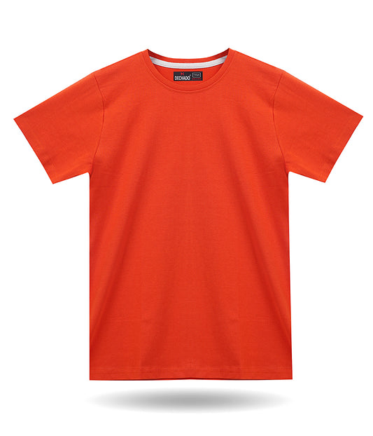 Boys Solid Pure Cotton Regular T Shirt  (Orange, Pack of 1)