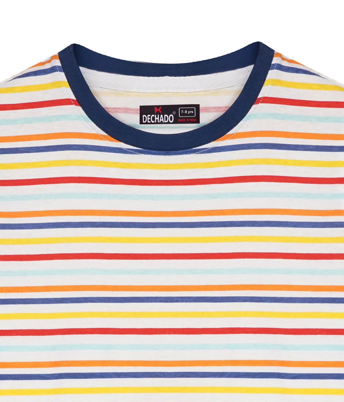 RainbowLine Boys & Girls 100% Cotton Multicolor Striped Round Neck T-Shirt | Half Sleeves Casual Kids Tee (2–16 Years)