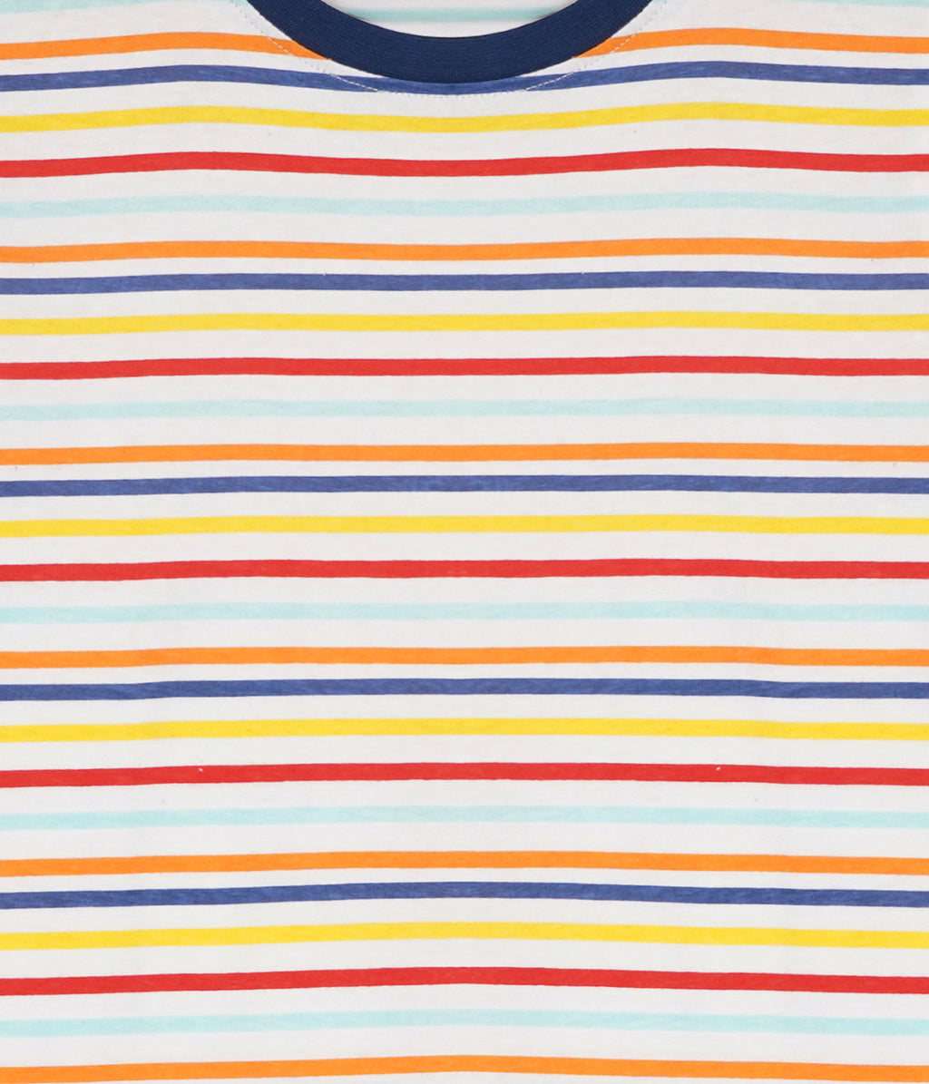 RainbowLine Boys & Girls 100% Cotton Multicolor Striped Round Neck T-Shirt | Half Sleeves Casual Kids Tee (2–16 Years)