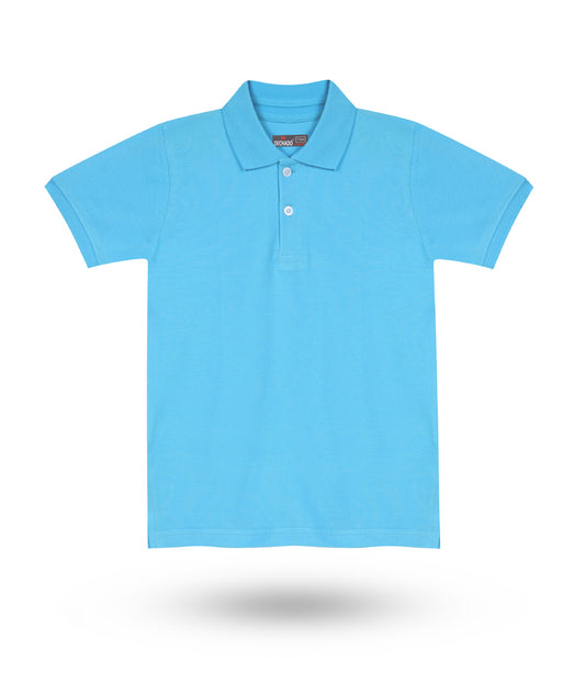 DECHADO - BOYS 100% COTTON SOLID POLO - SKY BLUE
