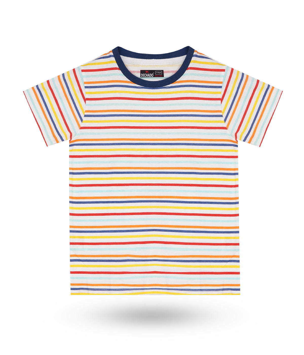 RainbowLine Boys & Girls 100% Cotton Multicolor Striped Round Neck T-Shirt | Half Sleeves Casual Kids Tee (2–16 Years)