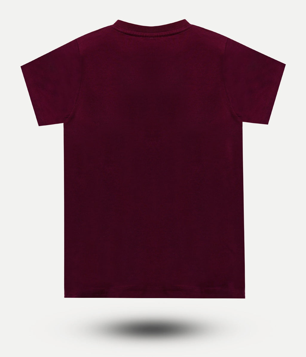 Dechado Kids 100% Cotton Round Neck Printed T-Shirt | Maroon | Short Sleeve | Tokyo Graphic Tee