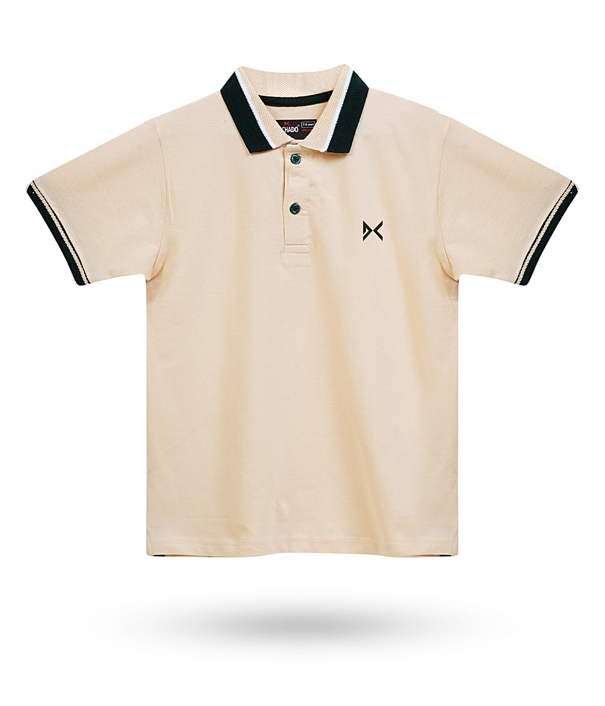 DECHADO - BOYS 100% COTTON POLO T-SHIRT - LIGHT BEIGE