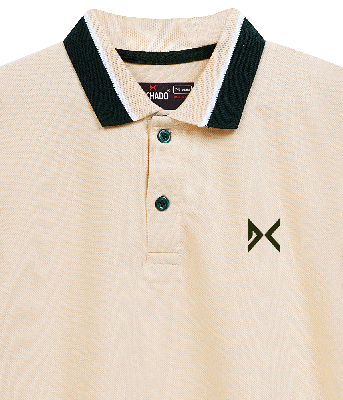 DECHADO - BOYS 100% COTTON POLO T-SHIRT - LIGHT BEIGE