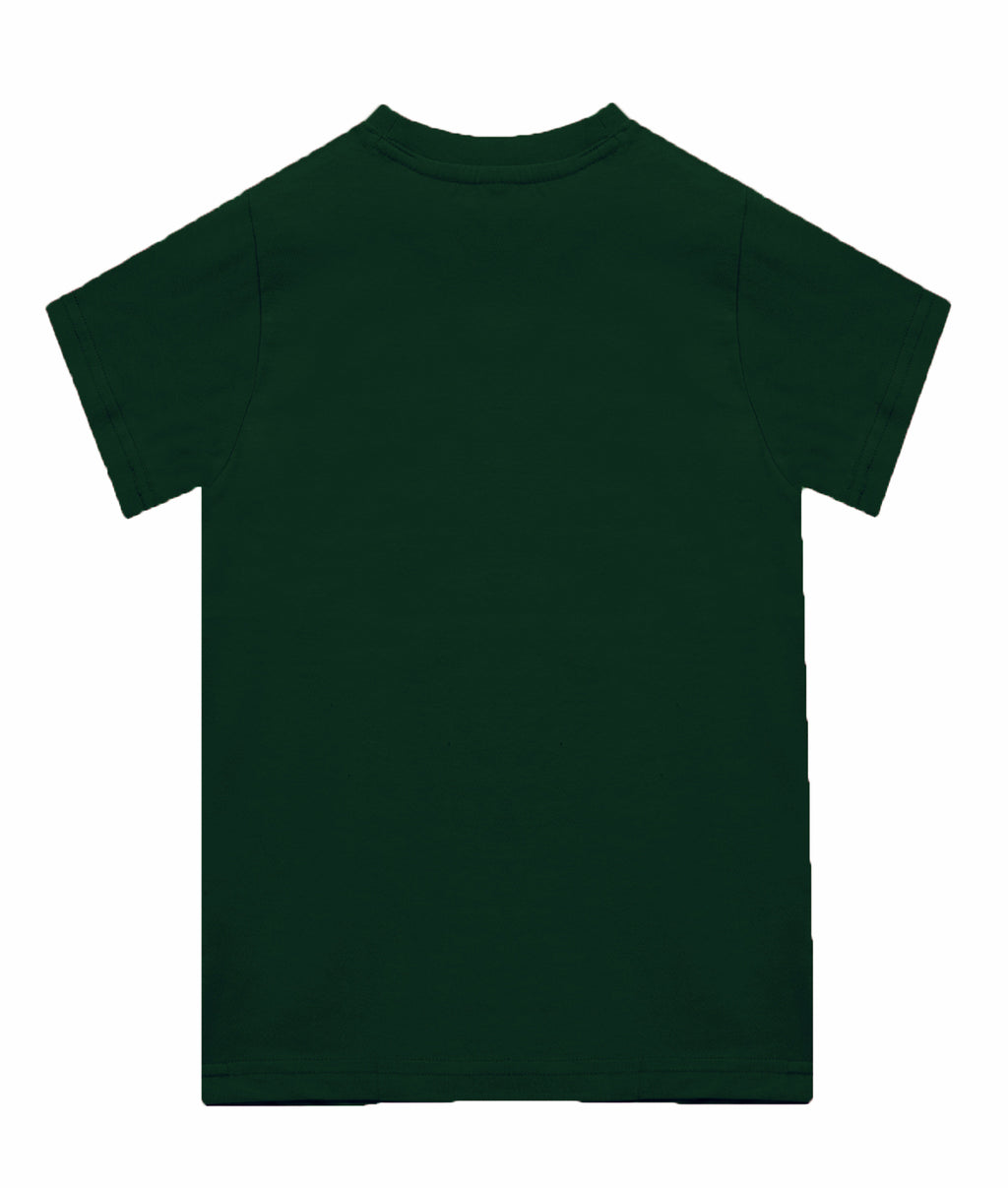Dechado Boys Bottle Green Solid T-Shirt | 100% Cotton Round Neck Half Sleeve Casual Kids Wear