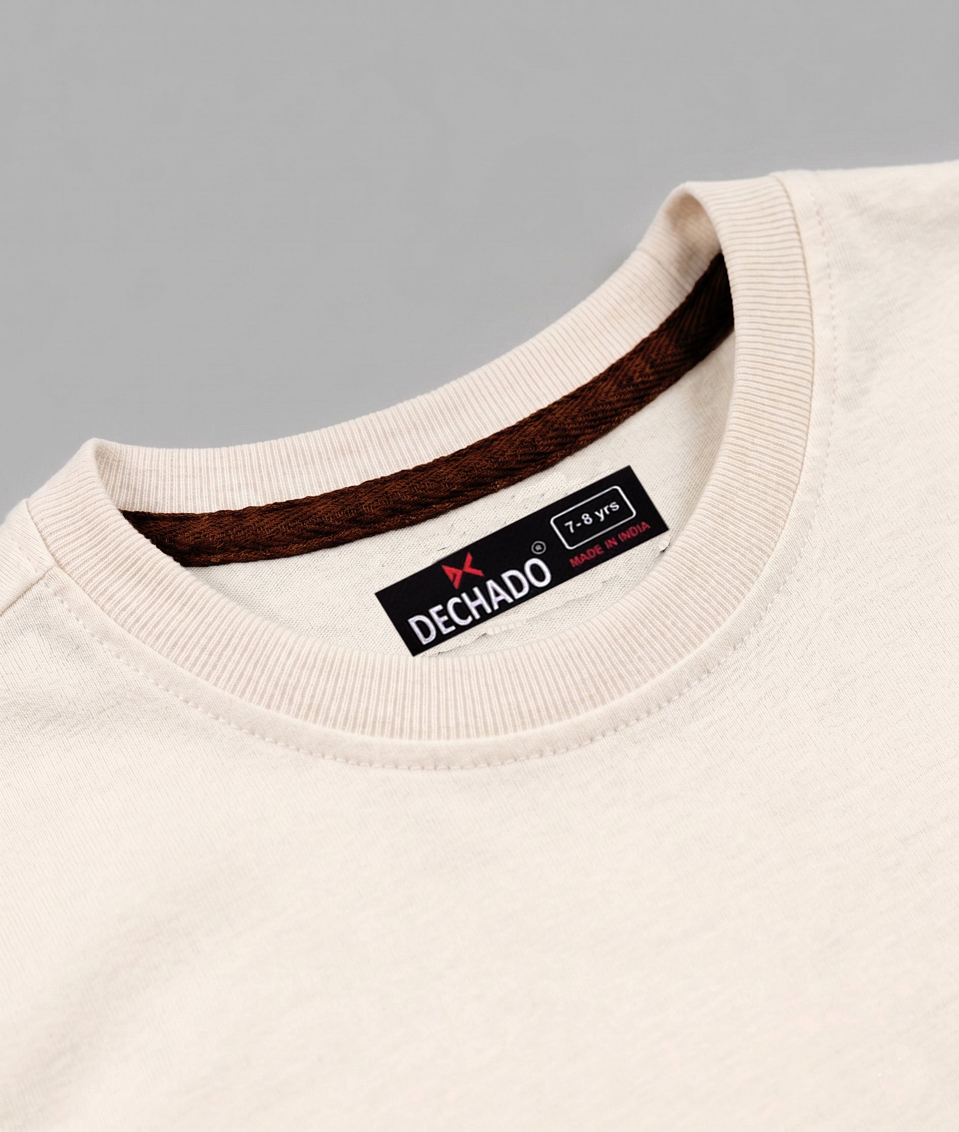 Dechado - Boys 100% Cotton Solid T-Shirt – Ivory | Soft & Comfortable Casual Tee (2-16 Years)