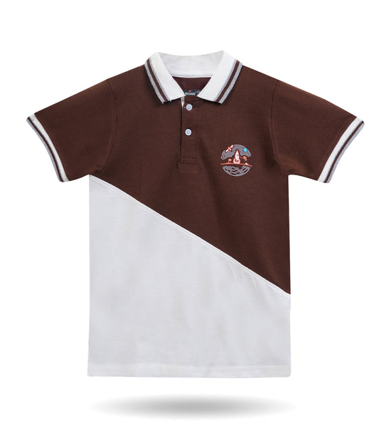 Dechado Boys  Pure Cotton Polo T Shirt Brown&White