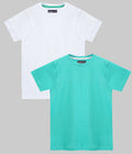 DECHADO Kids 100% Cotton Round Neck Half Sleeve White & Green 2 Pcs Combo T-Shirt for Boys & Girls (2-16 Years)