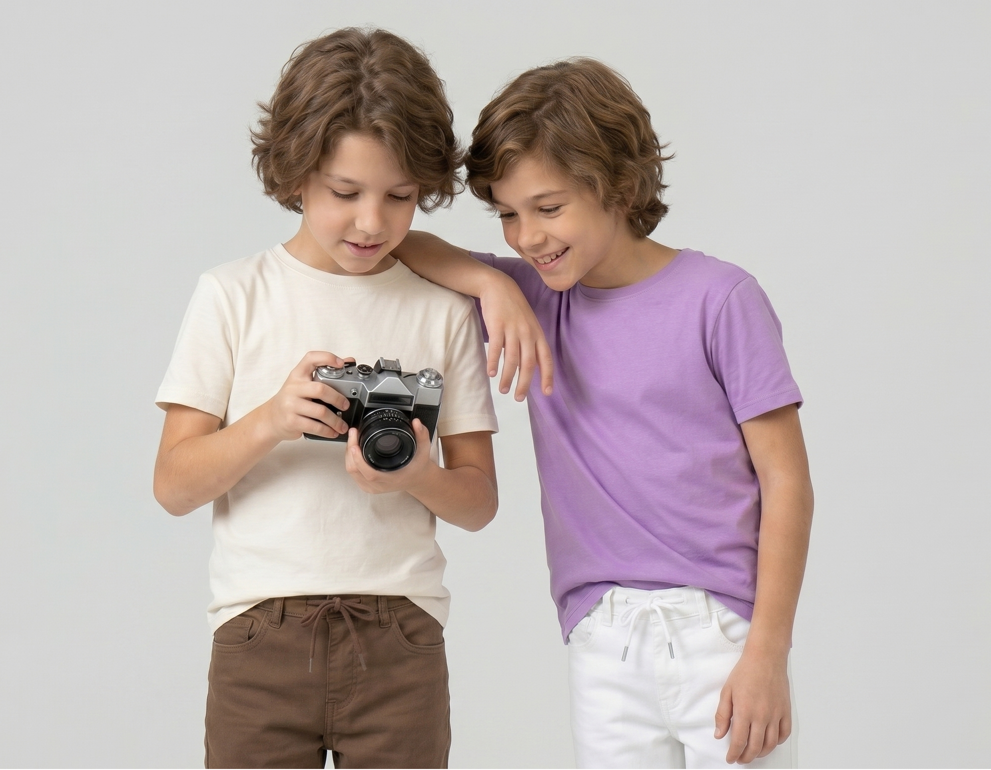DECHADO Kids 100% Cotton Round Neck Half Sleeve T-Shirt Combo Pack of 2 (Ivory & Lavender) | Soft Breathable Casual Tee for Boys & Girls | 2-16 Years
