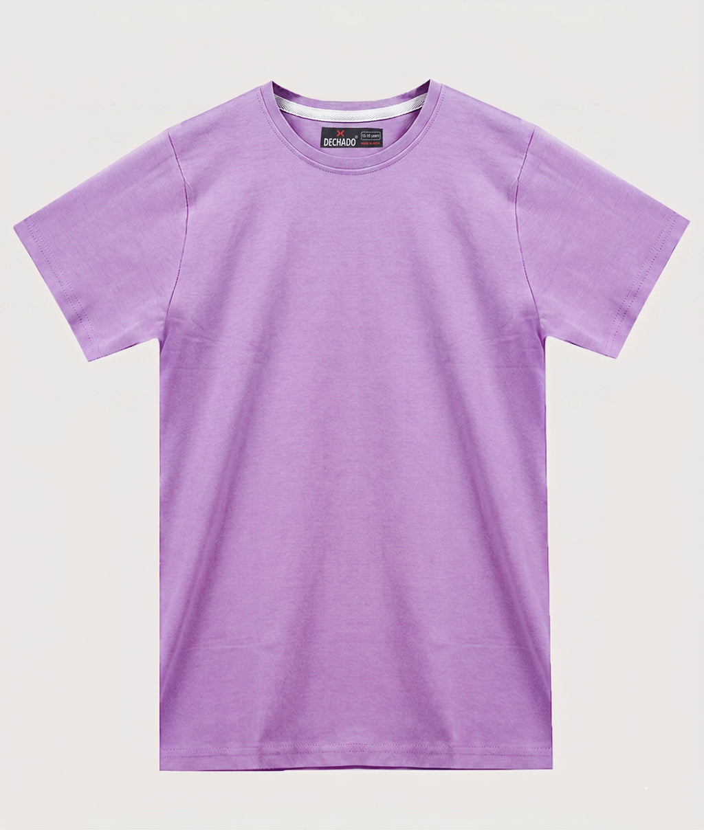 DECHADO Kids 100% Cotton Round Neck Half Sleeve T-Shirt Combo Pack of 2 (Ivory & Lavender) | Soft Breathable Casual Tee for Boys & Girls | 2-16 Years