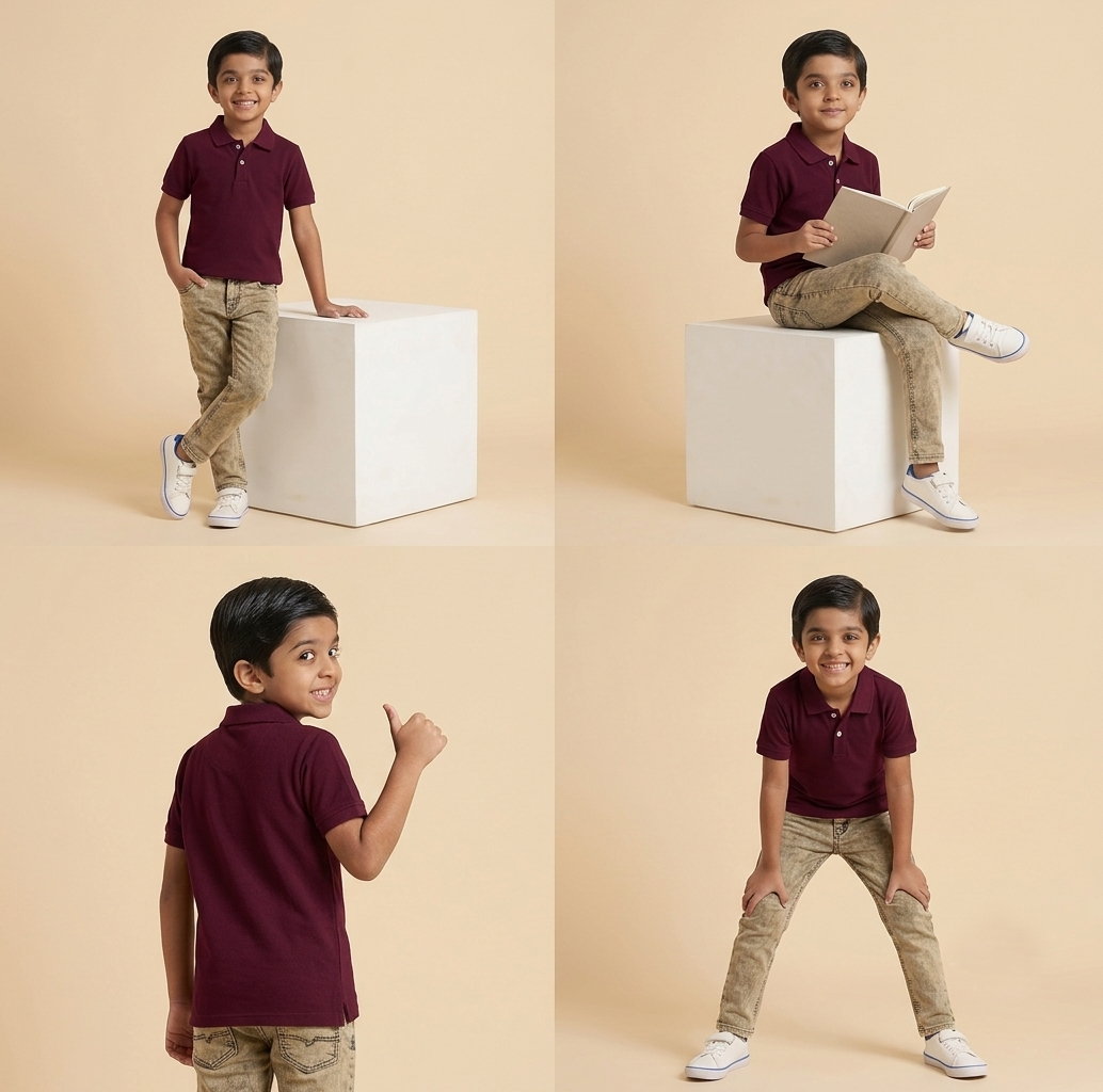 DECHADO - BOYS 100% COTTON SOLID POLO - MAROON