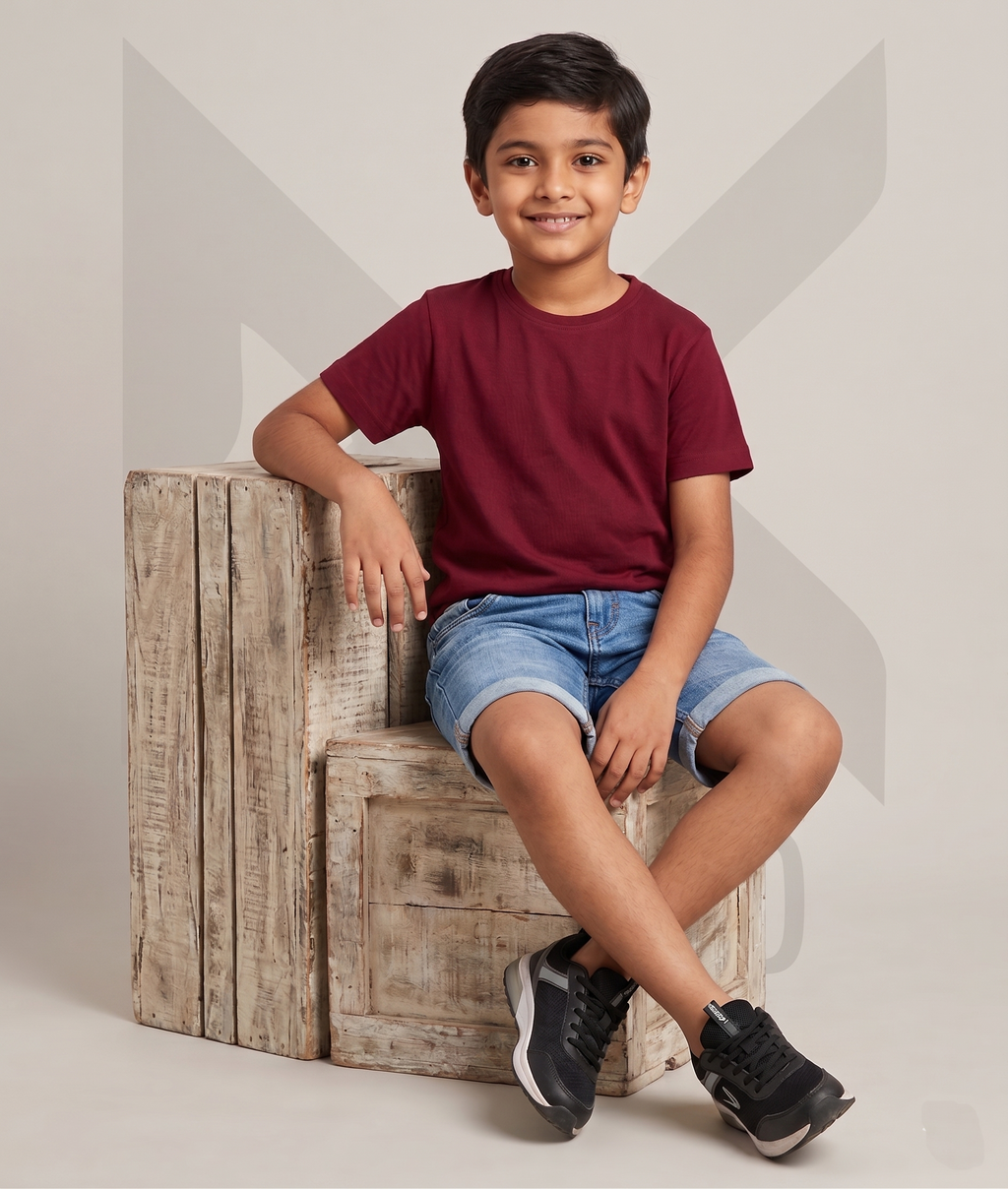 Dechado Boys Solid Pure Cotton Regular T Shirt
