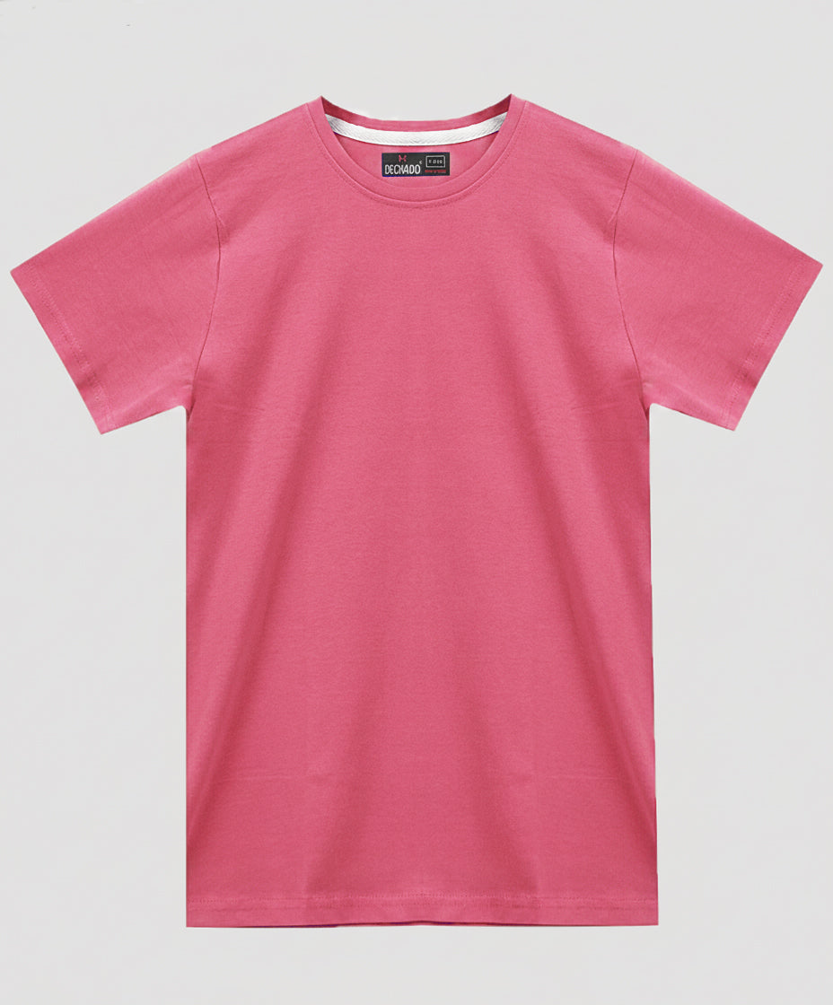 Boys Solid Pure Cotton Regular T Shirt  (Onion pink, Pack of 1)