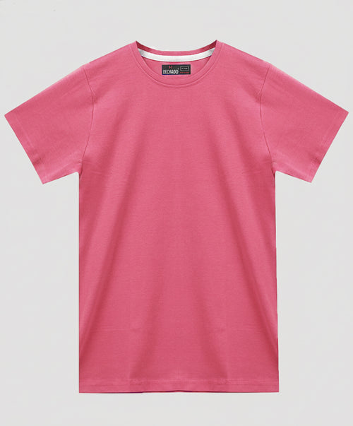 Boys Solid Pure Cotton Regular T Shirt  (Onion pink, Pack of 1)