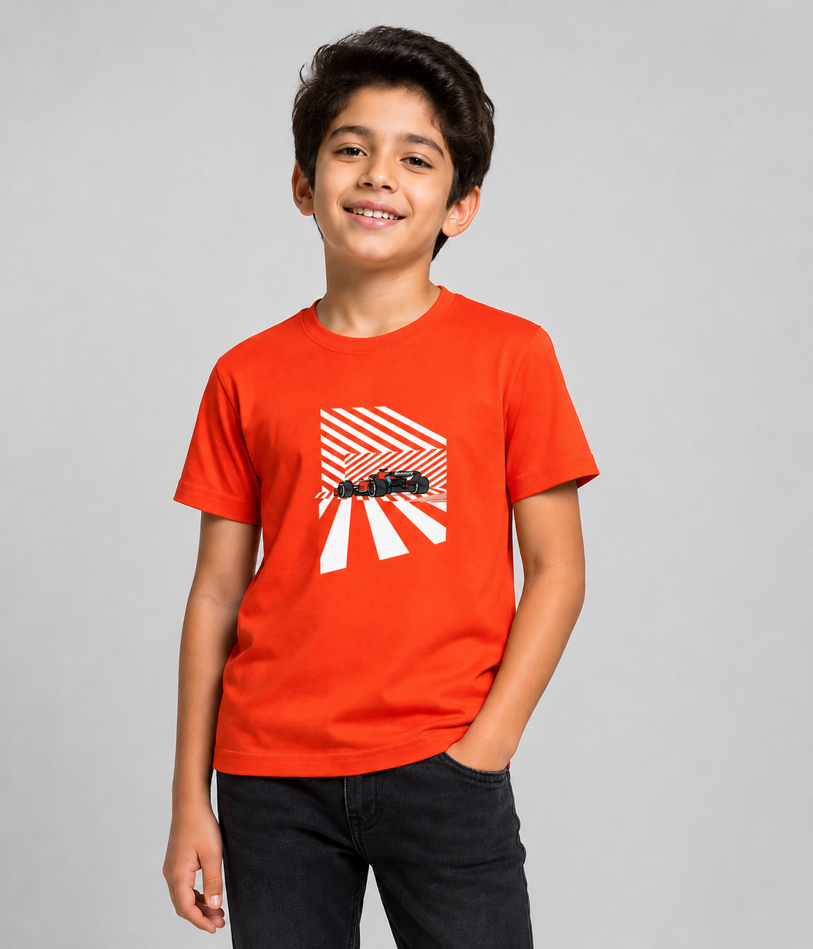 Dechado Boys Graphic Racing Car T-Shirt | Cotton | Orange | 2-16 Years
