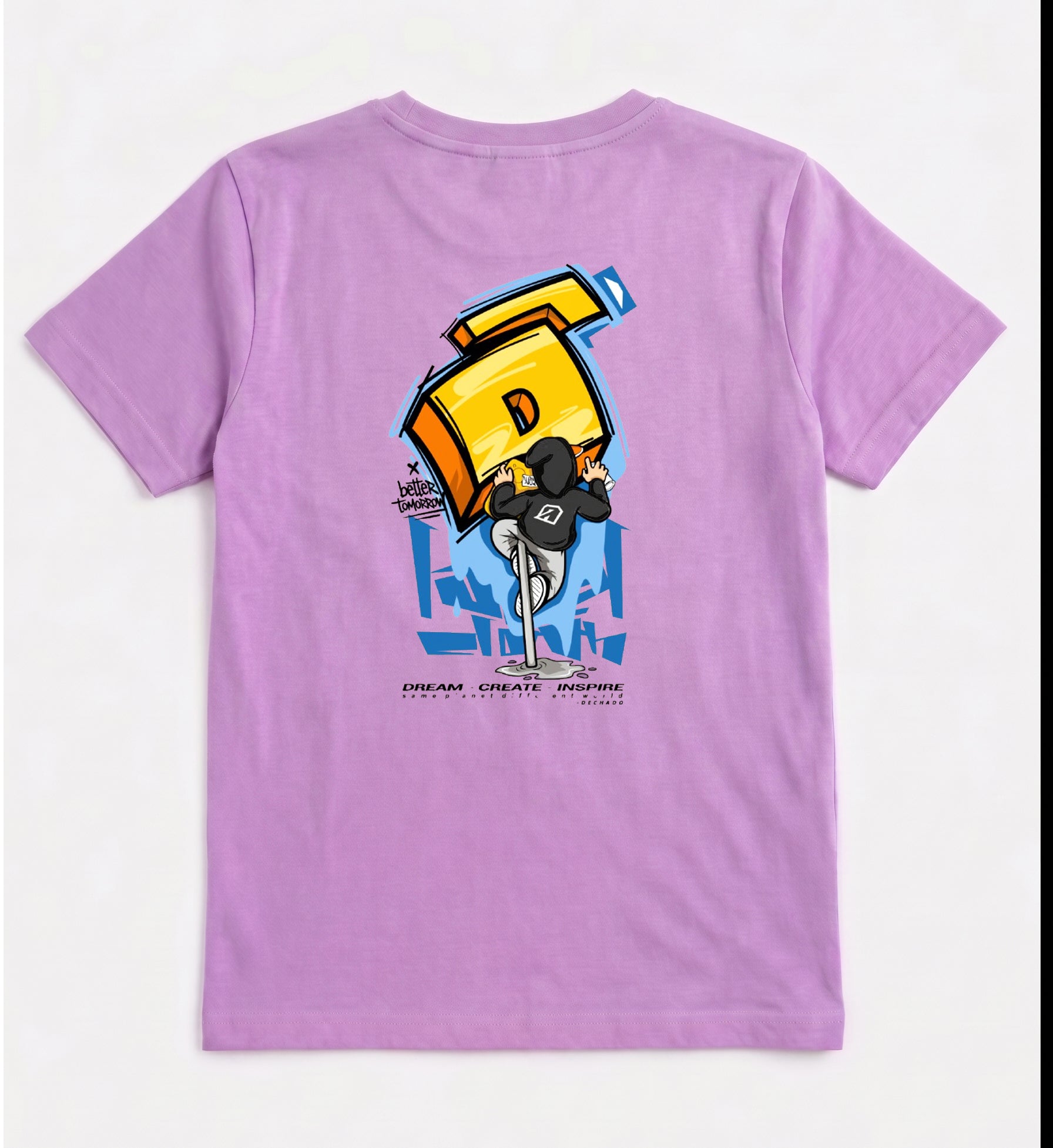 DECHADO Kids Lavender Graphic Printed 100% Cotton T-Shirt | Round Neck Half Sleeve Casual Tee | 2-16 Years