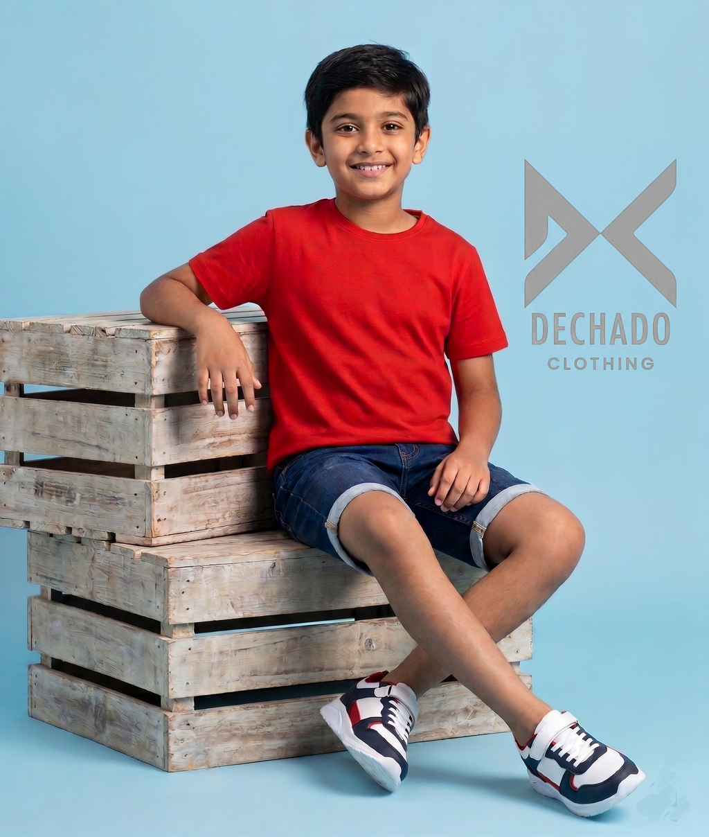 DECHADO Pure Cotton Solid T-Shirt for Boys and Kids | Red Cotton Tshirt