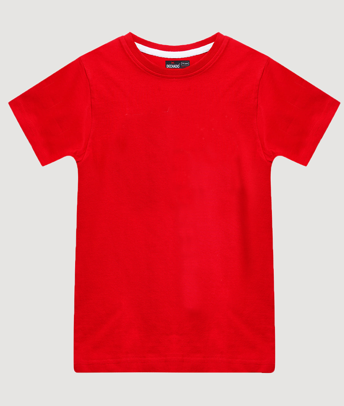 DECHADO Kids 100% Cotton Round Neck Half Sleeve T-Shirt Combo Pack of 2 - White & Red | Boys & Girls | 2-16 Years