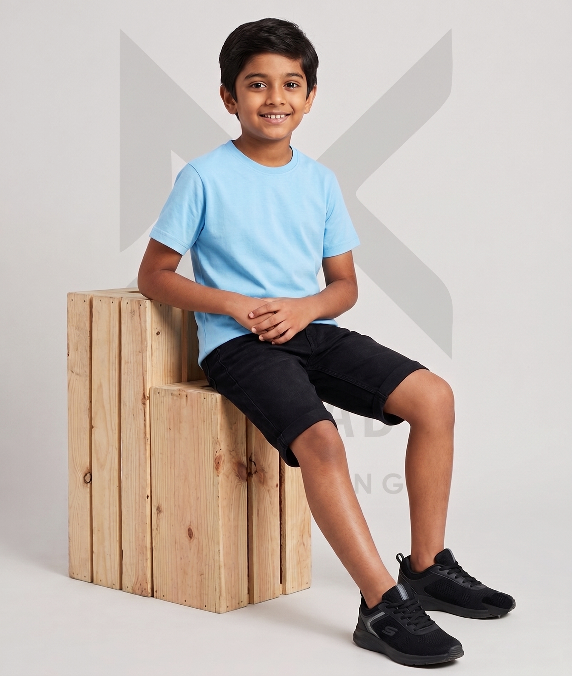 Boys Solid Pure Cotton Regular T Shirt  (Blue, Pack of 1)