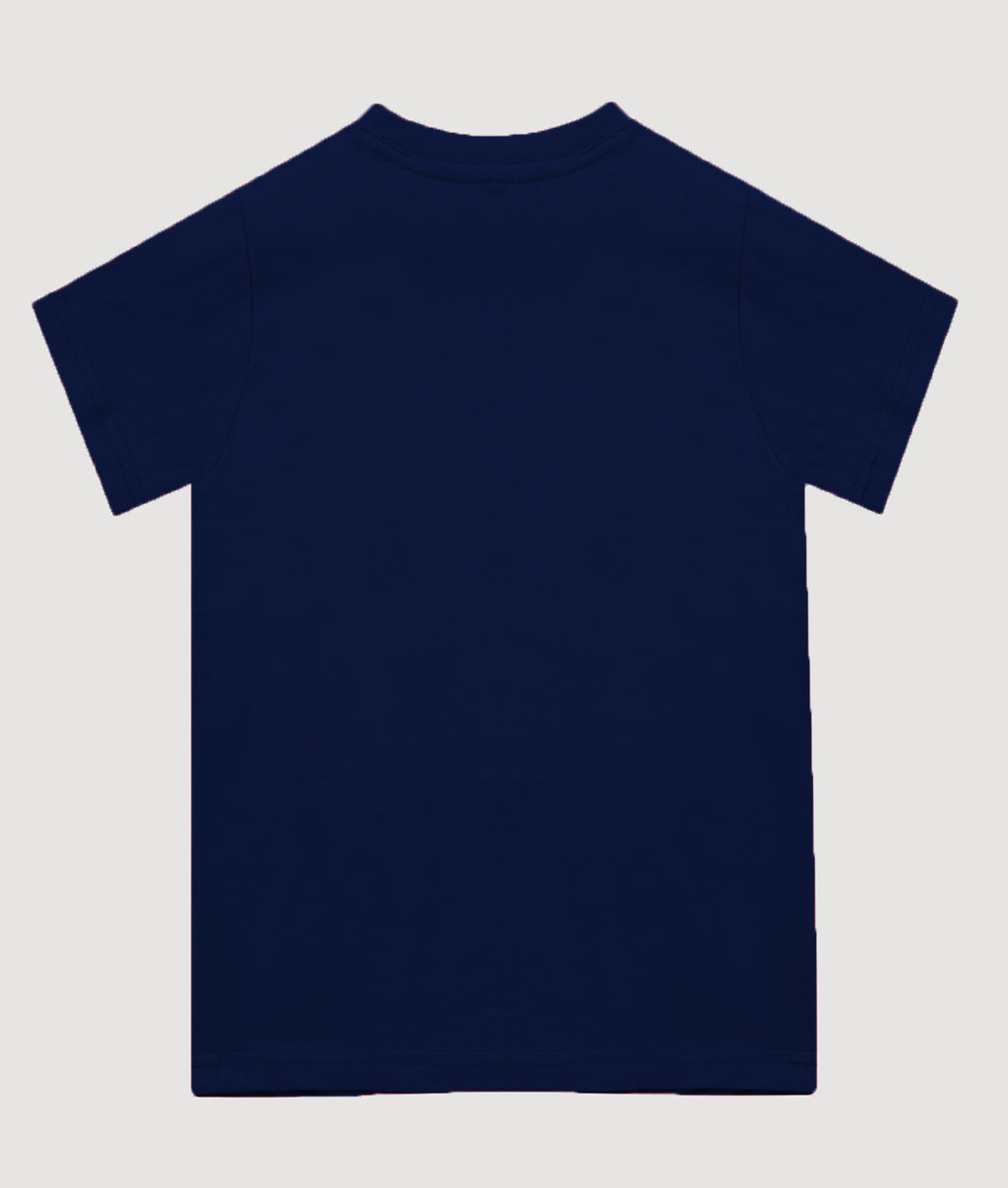 Dechado Boys Navy Blue Solid T-Shirt | 100% Cotton Round Neck Half Sleeve Casual Kids Wear Tee
