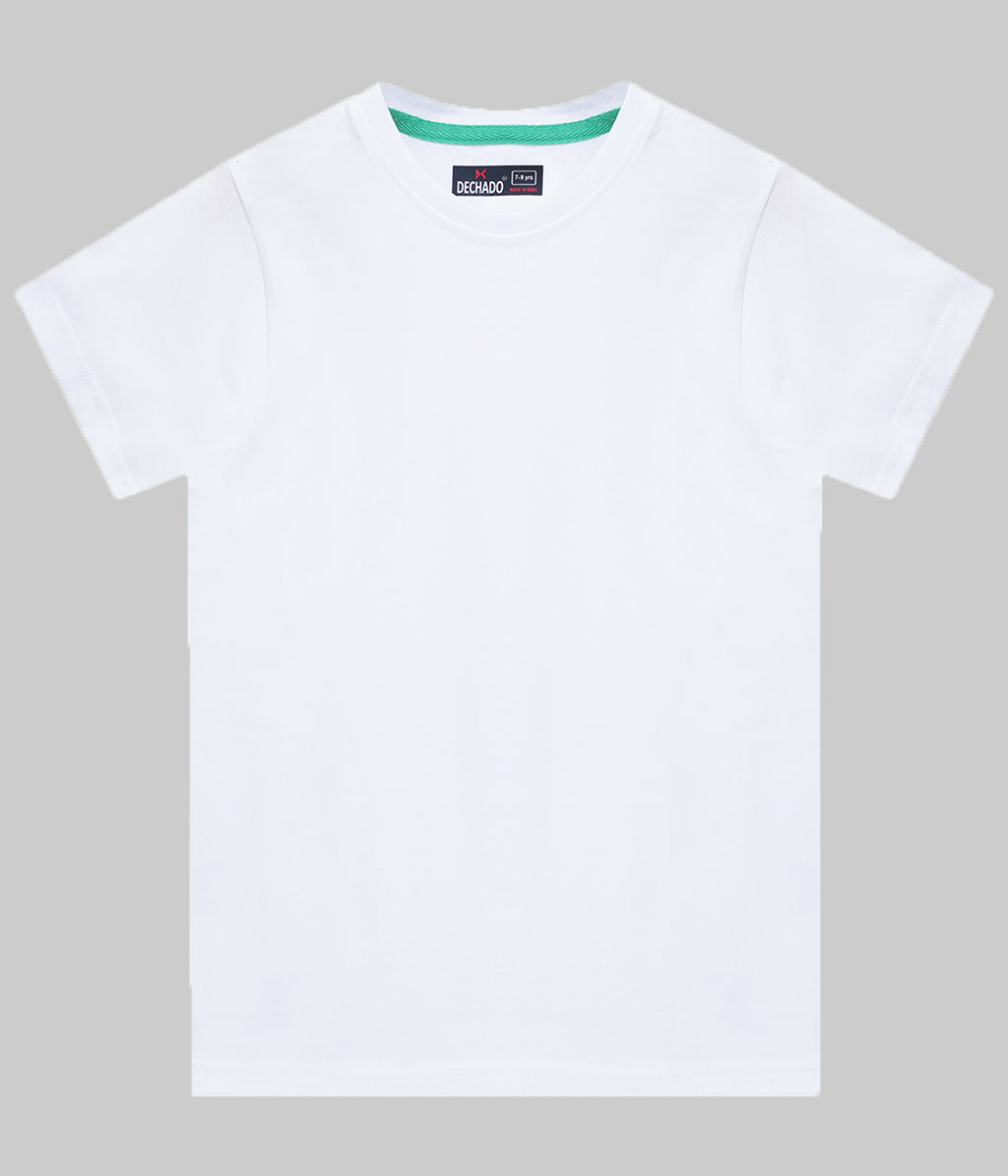 DECHADO Kids 100% Cotton Round Neck Half Sleeve T-Shirt Combo Pack of 2 (White & Bottle Green) | Soft Cotton | Boys & Girls | 2-16 Years