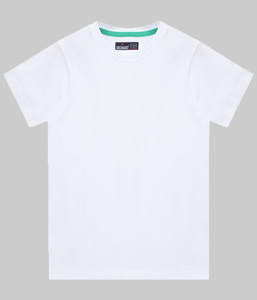 Boys Solid Pure Cotton Regular T Shirt  (White, Pack of 1)
