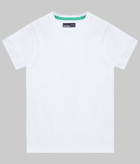 Boys Solid Pure Cotton Regular T Shirt  (White, Pack of 1)