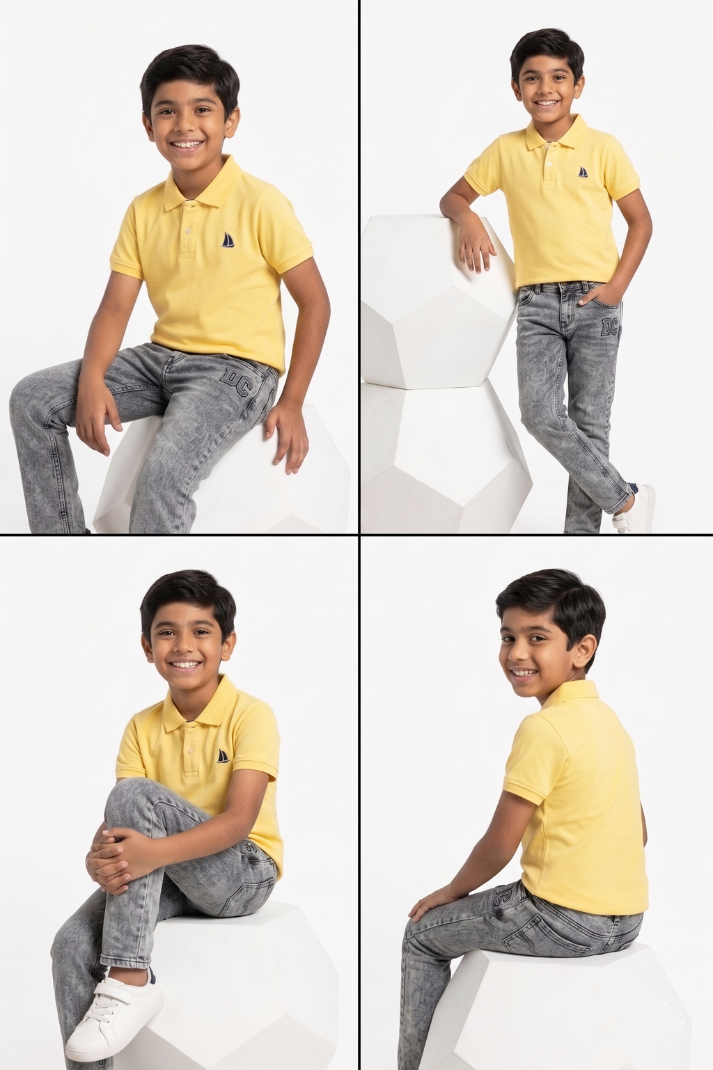 Dechado Boys Solid Pure Cotton T Shirt